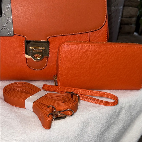 AMERICAN BEE Orange Fashion Leather Women's Bag Set - Picture 3 of 13